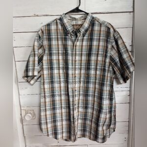 C.E. Schmidt Workwear Men’s Large Button Front Plaid Short Sleeve Shirt, Work